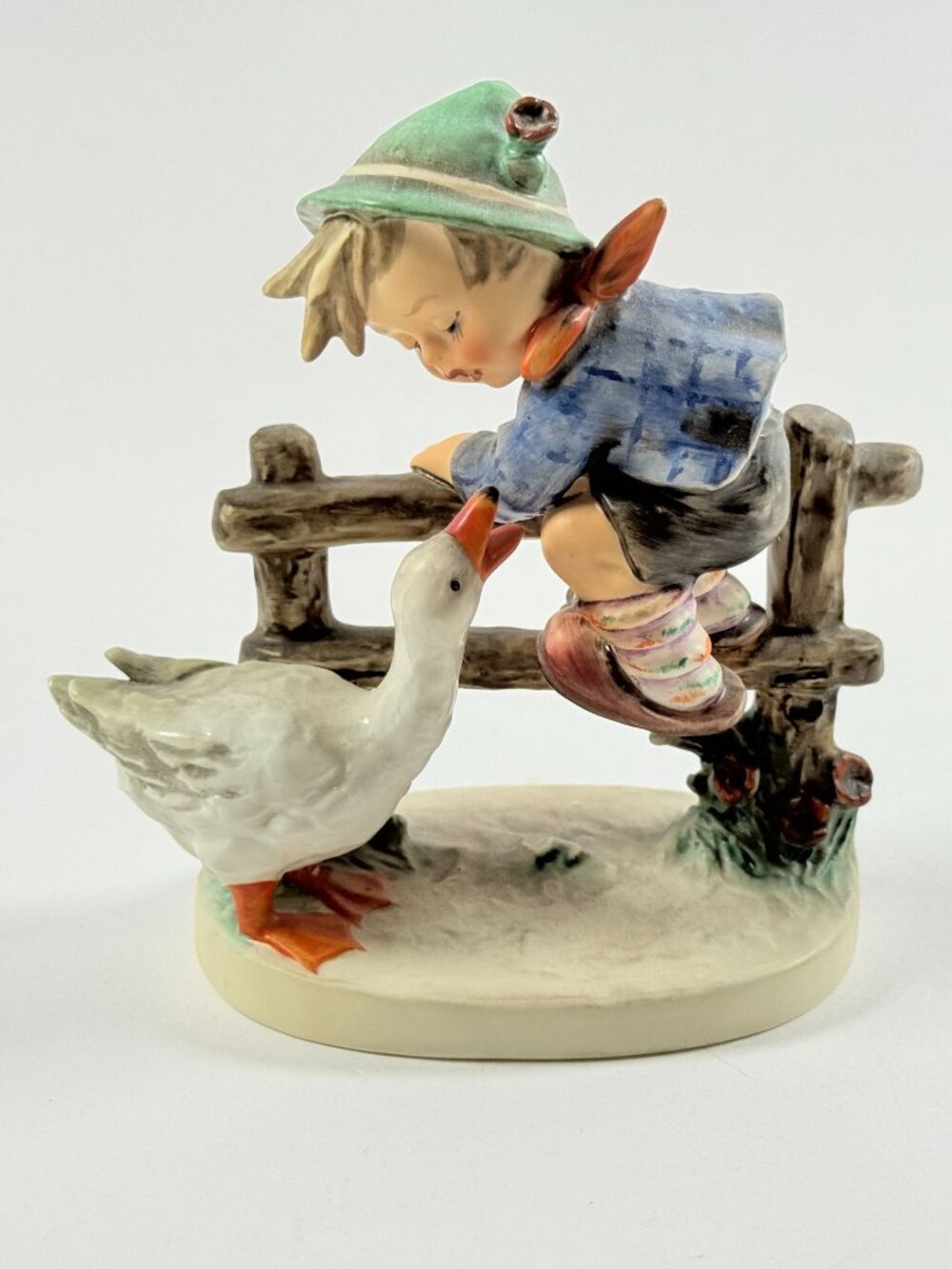 Vintage Goebel Hummel Barnyard Hero #195 TMK5 Boy Fence Goose W Germany